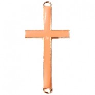 Metal connector charm Cross 46x23mm Gold - orange